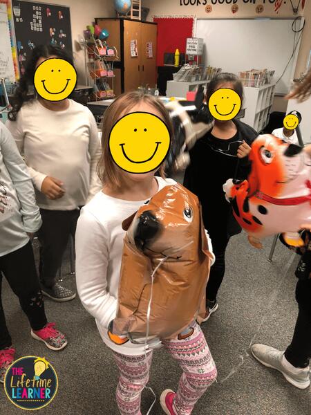 veterinarian classroom transformation students with balloon dogs