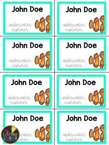 under the sea name tags