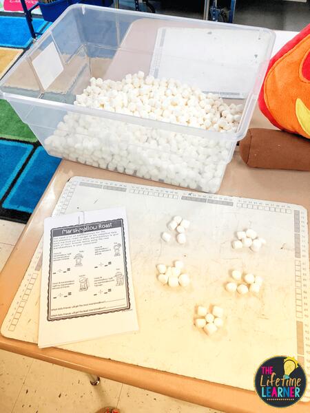 camping classroom transformation marshmallow math