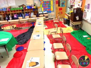 the floor is lava classroom transformation chairs in a row