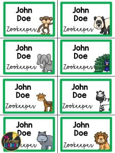 zoo classroom transformation name tags