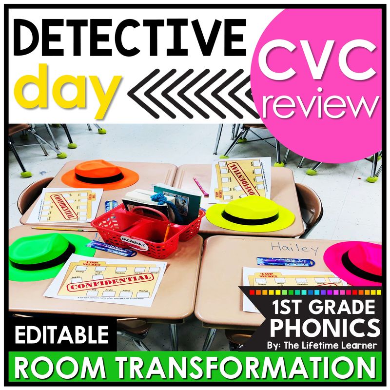 1st Grade Detective Classroom Transformation CVC Review