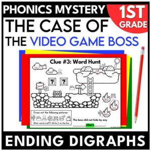 Video Game 1st Grade Phonics Mystery – Ending Digraph Review