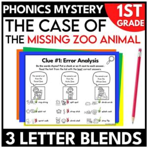 Zoo 1st Grade Phonics Mystery – 3 Letter Blends