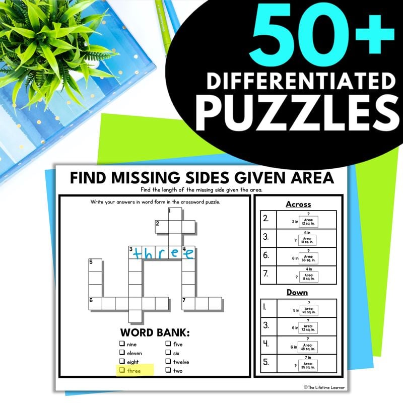 3rd Grade Math Crossword Puzzles - Image 3