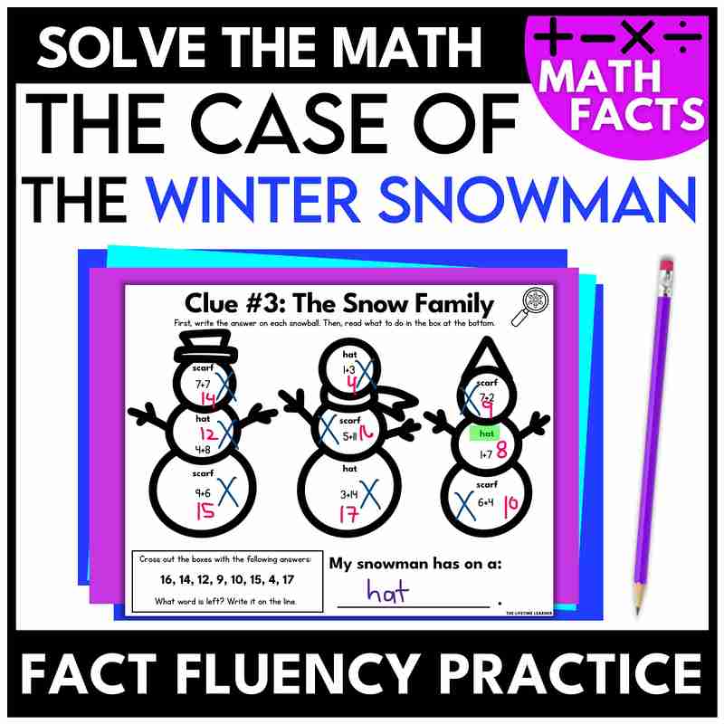 Winter Math Facts Fact Fluency Mystery