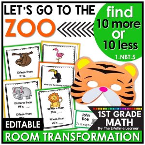 1st Grade 10 More 10 Less Zoo Day Room Transformation