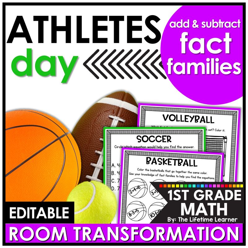 1st Grade Add & Subract Fact Families Sports Room Transformation