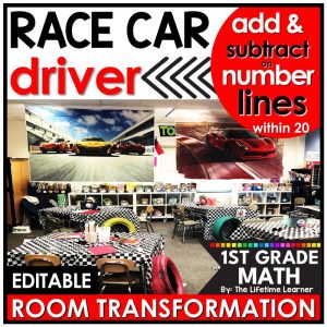 1st Grade Add & Subtract on Number Lines Race Car Room Transformation
