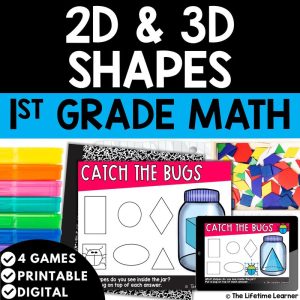 2D and 3D Shapes 1st Grade Math Task Cards
