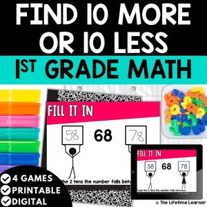 10 More 10 Less 1st Grade Math Task Cards