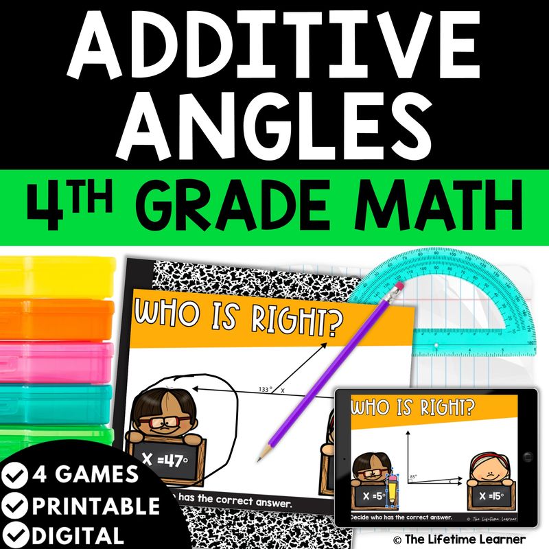 Additive Angles 4th Grade Math Task Cards