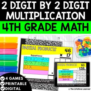 2 Digit by 2 Digit Multiplication 4th Grade Math Task Cards