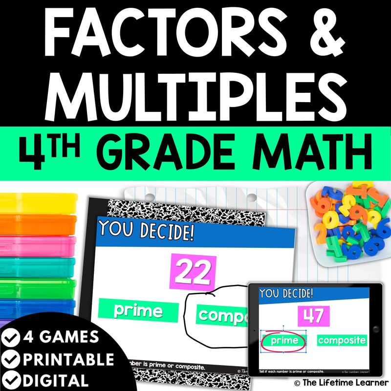 Factors and Multiples 4th Grade Math Task Cards