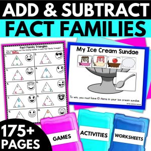 1st Grade Addition and Subtraction Fact Families Worksheets