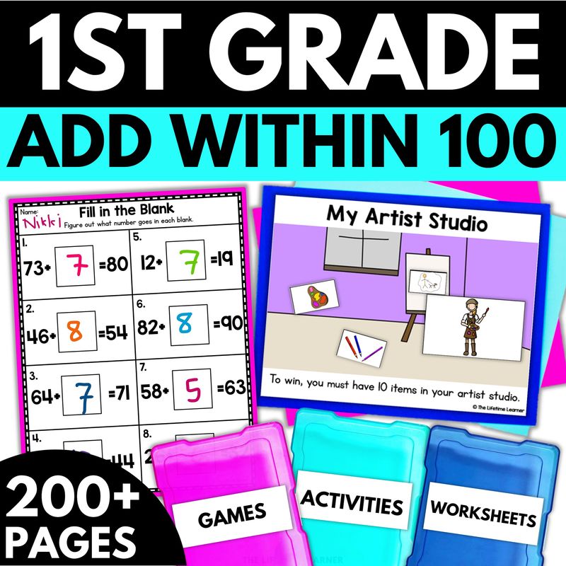 1st Grade Addition to 100 Worksheets