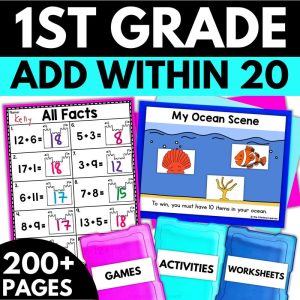 1st Grade Addition to 20 Worksheets with Pictures