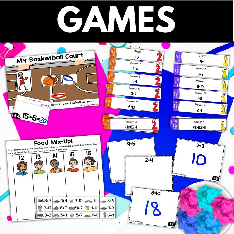1st Grade Addition to 20 Worksheets with Pictures - Image 3