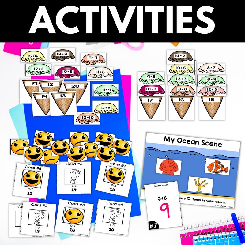 1st Grade Addition to 20 Worksheets with Pictures - Image 4
