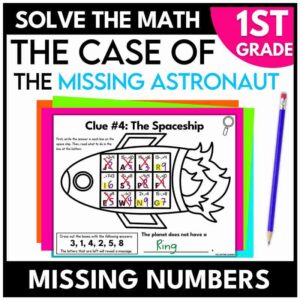 1st grade space mystery missing numbers math review