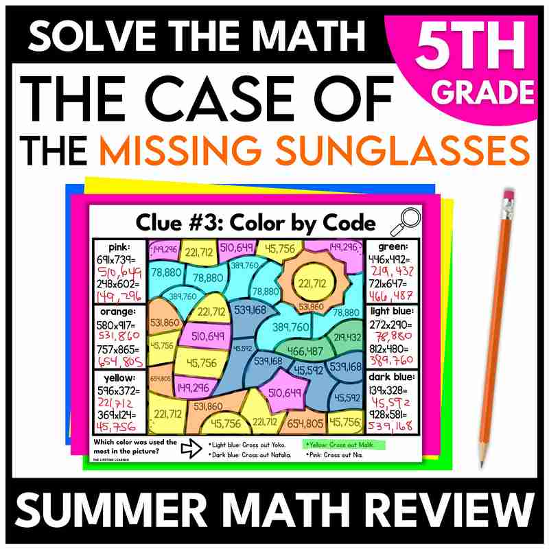 summer mystery 5th grade math review