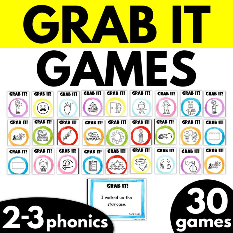 2nd and 3rd Grade Phonics Grab It Card Games