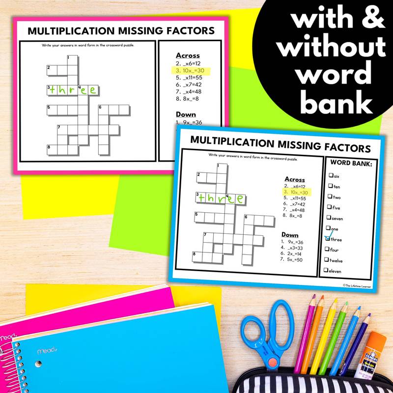 crossword puzzles come with and without a word bank