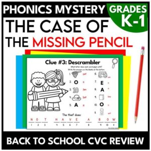 Back to School CVC Words Mystery Game