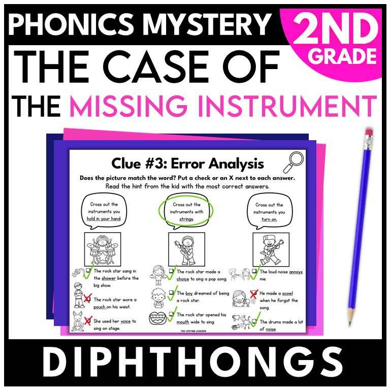 Rock Star 2nd Grade Phonics Mystery – Diphthongs