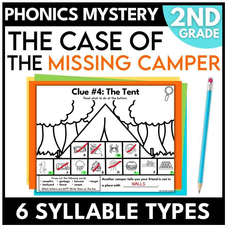 Camping 2nd Grade Phonics Mystery – 6 Syllable Types