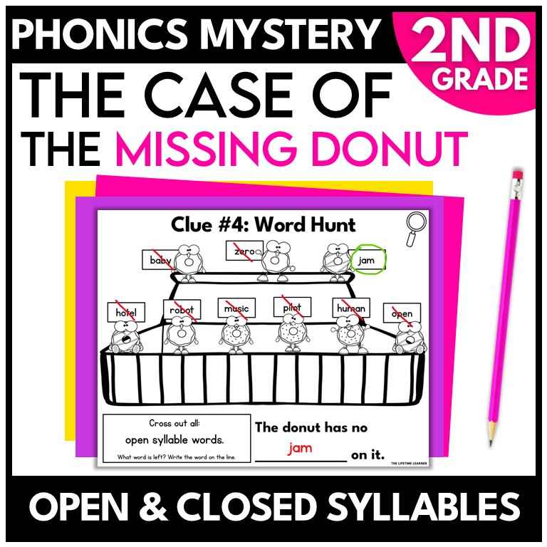 Donut 2nd Grade Phonics Mystery – Open Closed Syllables