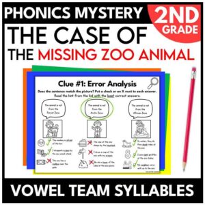 Zoo 2nd Grade Phonics Mystery – Vowel Team Syllables