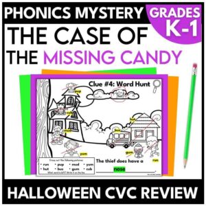 Halloween CVC Words Mystery Game