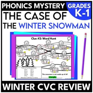Winter CVC Words Mystery Game