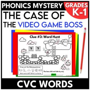 Video Game CVC Words Mystery Game