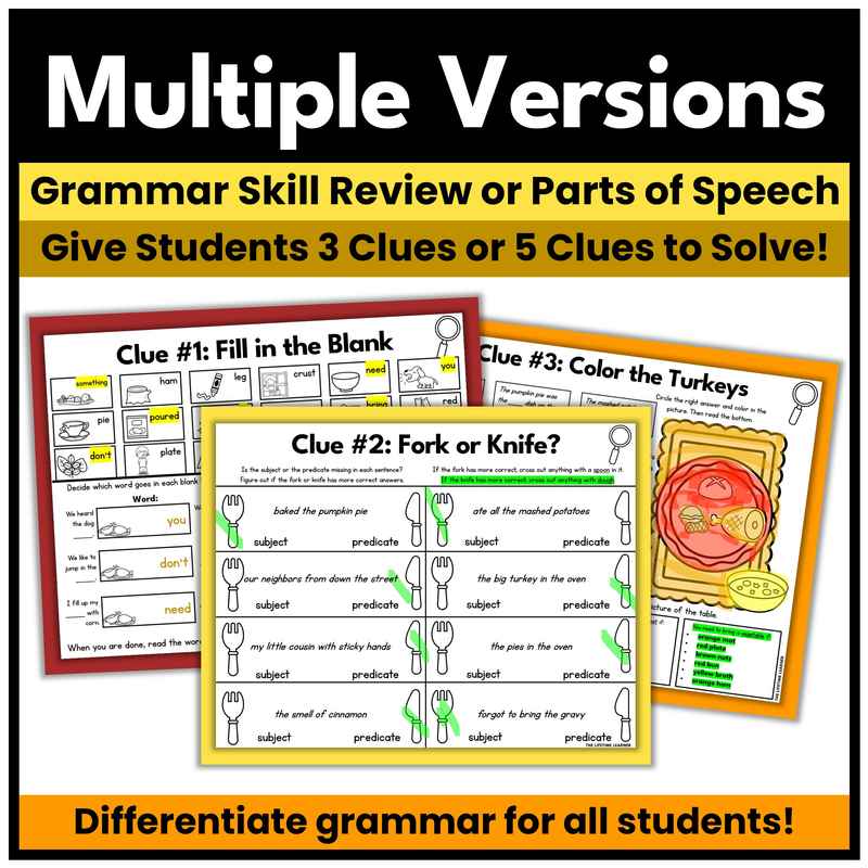 Thanksgiving Grammar Mystery – Review Activity - Image 3