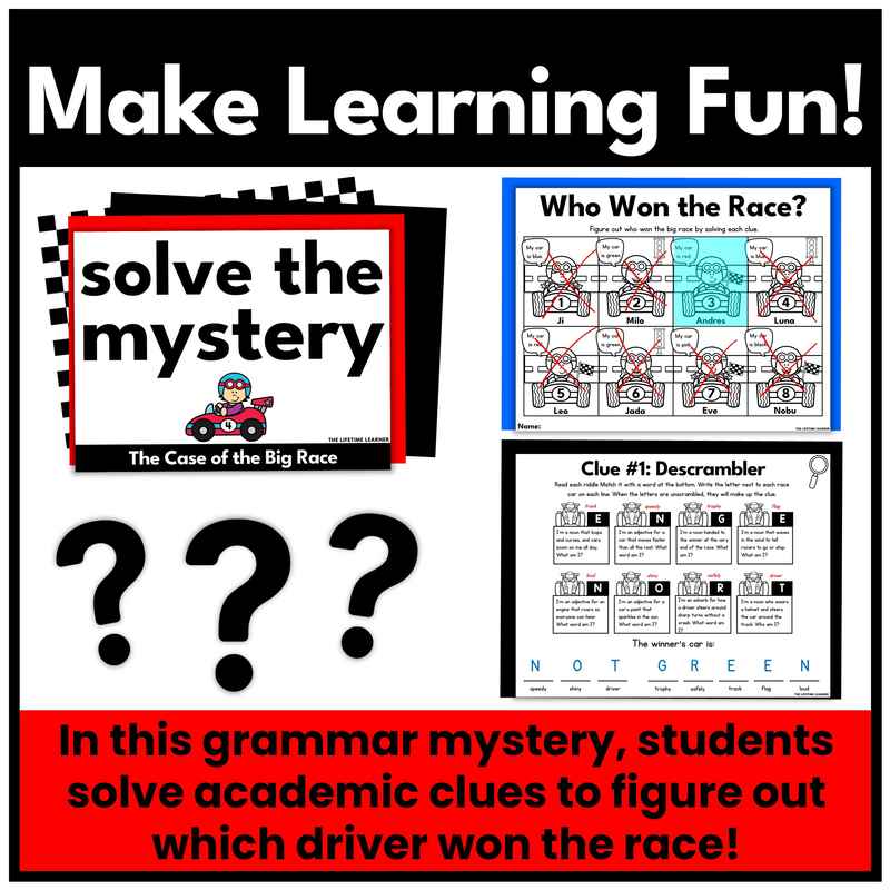 Race Car Parts of Speech Mystery | Grammar Review - Image 2