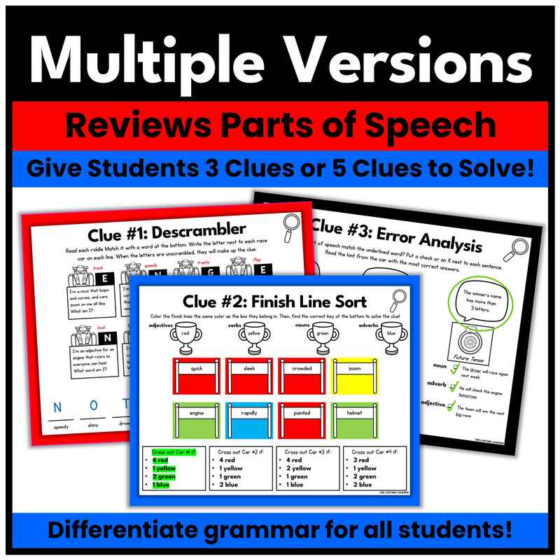 Race Car Parts of Speech Mystery | Grammar Review - Image 3