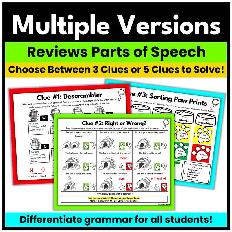 Pet Parts of Speech Mystery | Grammar Review - Image 3
