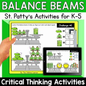 St. Patrick's Day Balance Beams Math Logic Puzzles