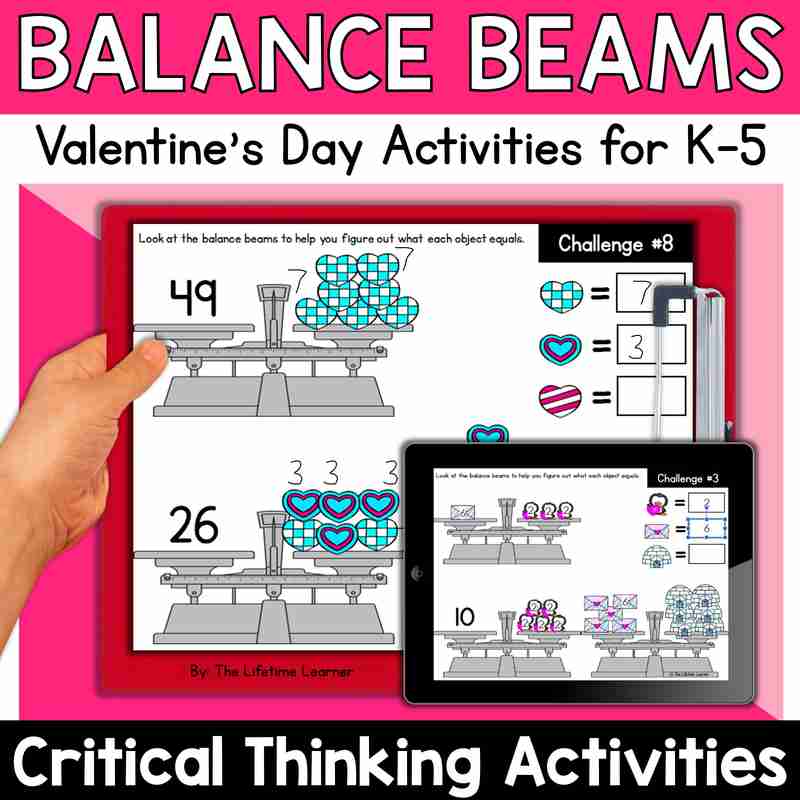 Valentine's Day Balance Beams Math Logic Puzzles
