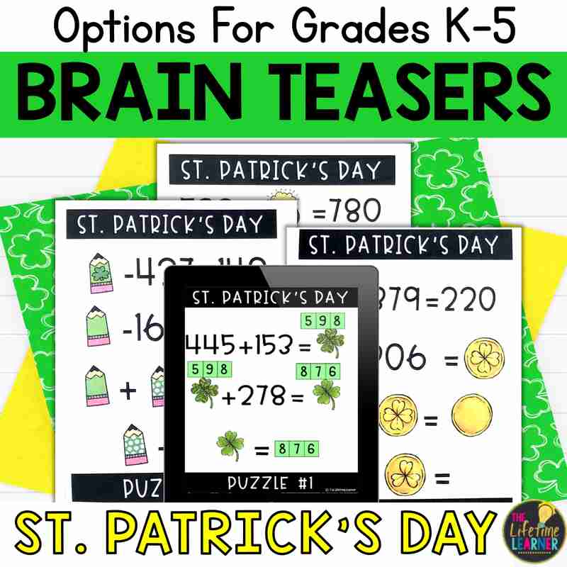 St. Patrick's Day Math Brain Teasers