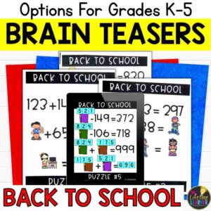 Back to School Math Brain Teasers