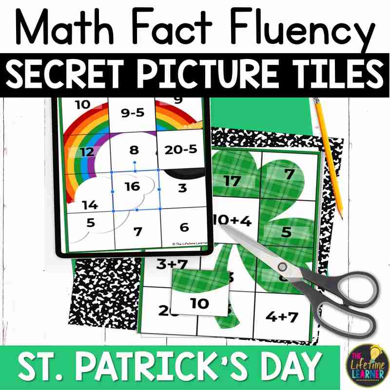 St. Patrick's Day Math Mystery Pictures Fact Fluency Practice