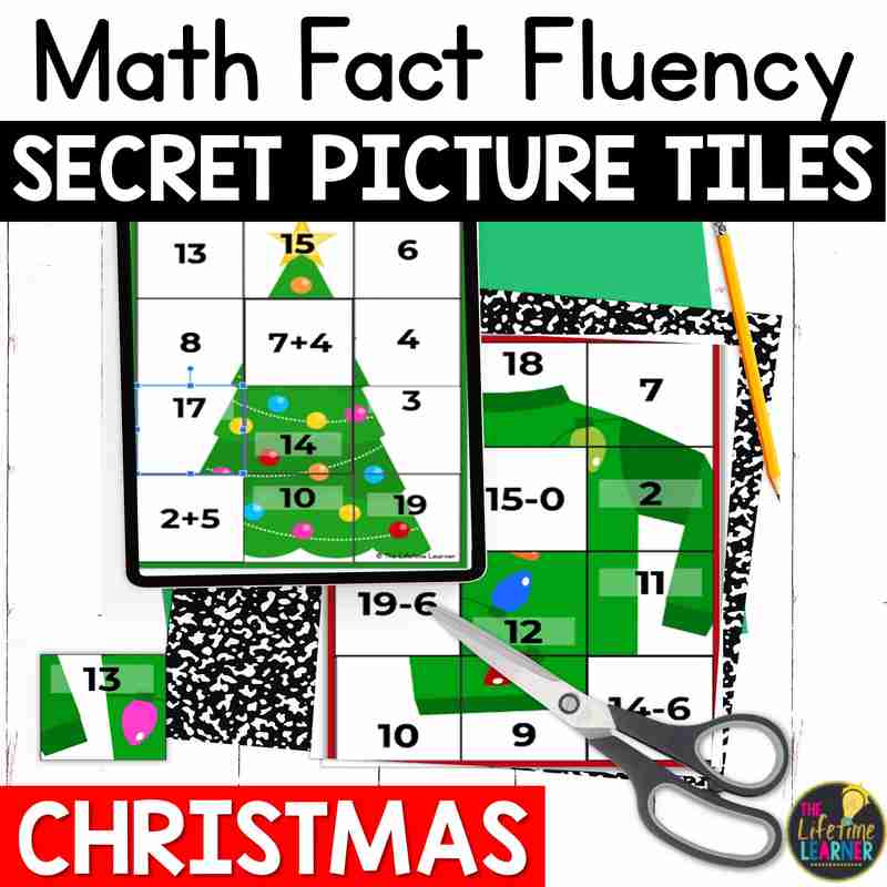 Christmas Math Mystery Pictures Fact Fluency Practice