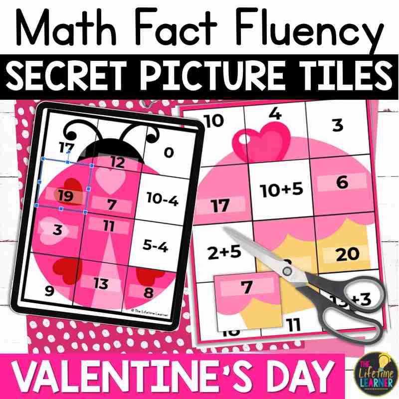 Valentine's Day Math Mystery Pictures Fact Fluency Practice