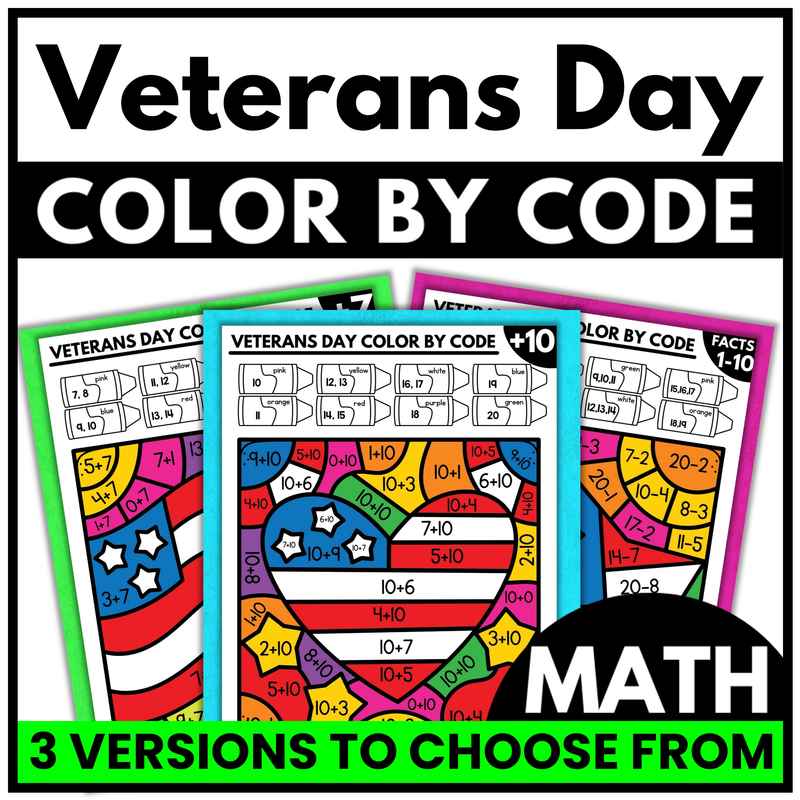 Veterans Day Math Coloring Pages