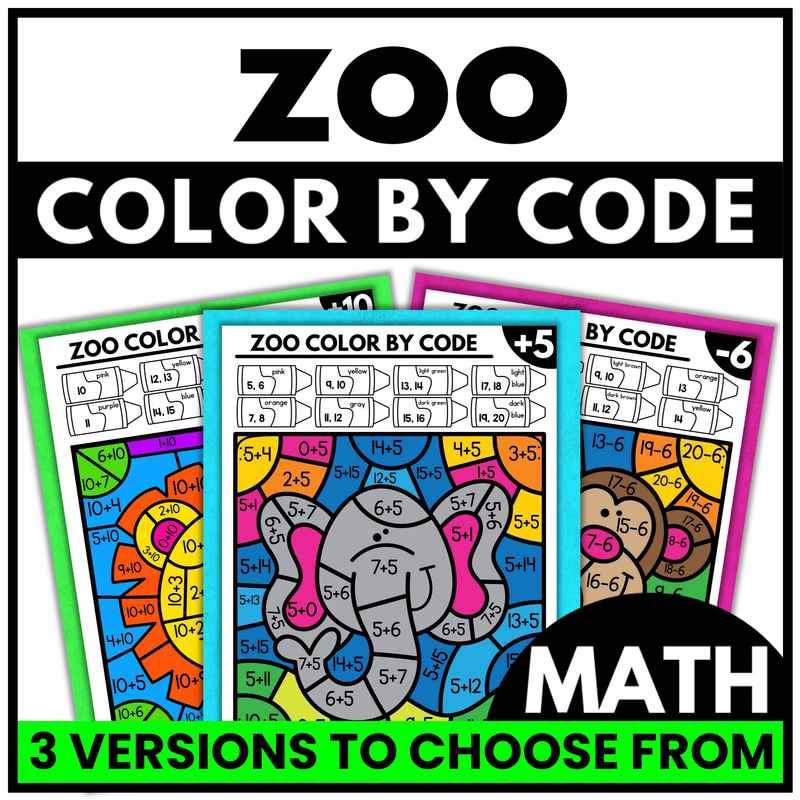 Zoo Math Coloring Pages