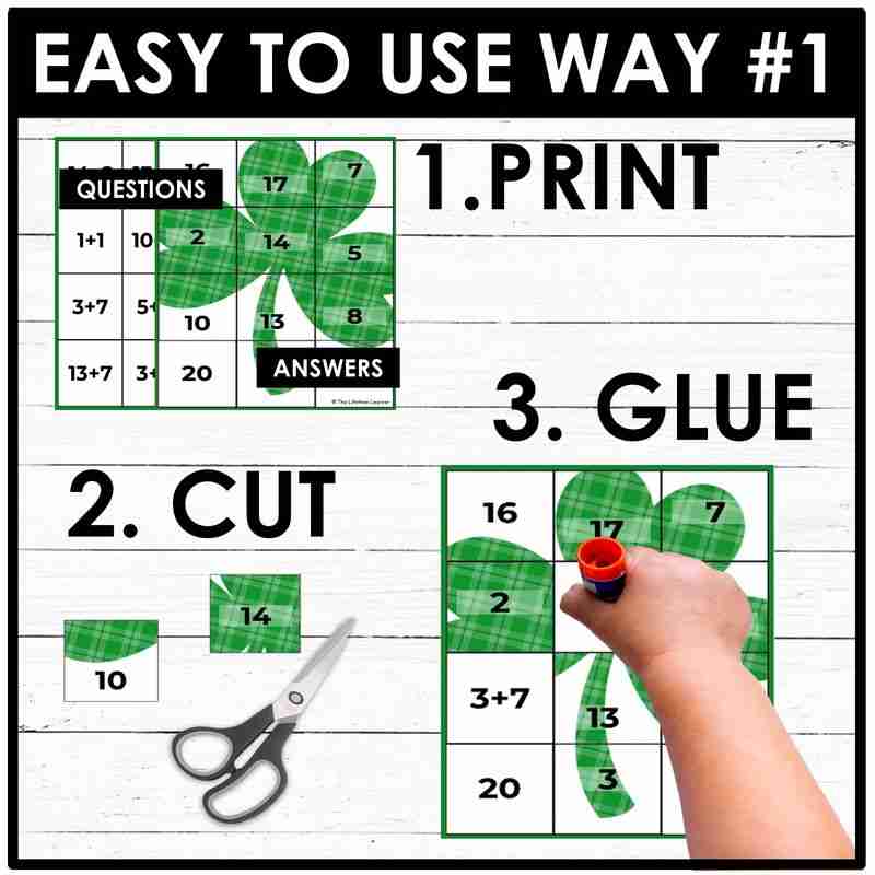 St. Patrick's Day Math Mystery Pictures Fact Fluency Practice - Image 2