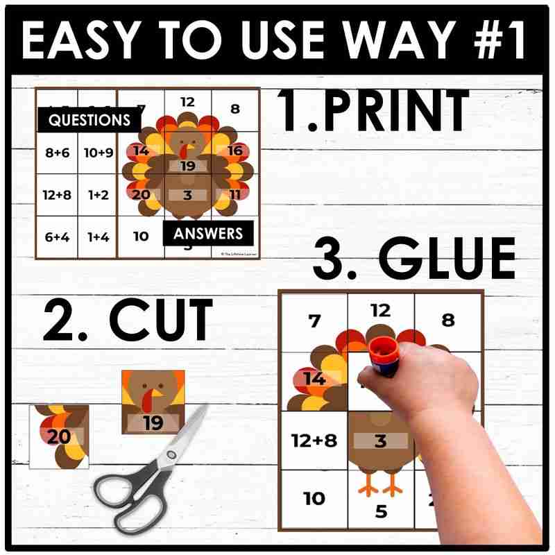 Thanksgiving Math Mystery Pictures Fact Fluency Practice - Image 2